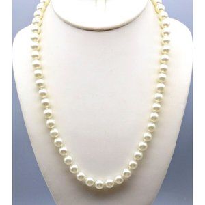 LIND Lustrous Knotted Glass Pearl Strand, Vintage Necklace for Wedding Occasion